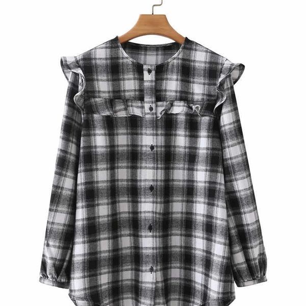 hsa women ruffles blouse kawaii collar black and white plaid long sleeve shirts cotton button up chic streetwear casual 210716
hsa women ruffles blouse kawaii collar black and white plaid long sleeve shirts cotton button up chic streetwear casual 210716