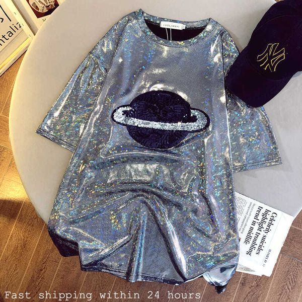 oversized tshirts for women summer korean fashion planet print sequined short sleeve t shirts designer clothes women luxury 0622, White;black
oversized tshirts for women summer korean fashion planet print sequined short sleeve t shirts designer clothes women luxury 0622, White;black