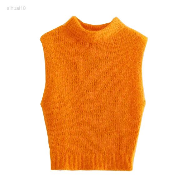women fashion half high collar solid color knitted vest sweater vintage sleeveless female vest chic l220725, Black;white
women fashion half high collar solid color knitted vest sweater vintage sleeveless female vest chic l220725, Black;white