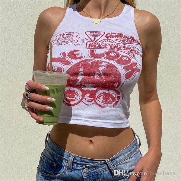 2023 womens summer sleeveless tanks camis portrait print short casual round neck slim racerback vest, White
2023 womens summer sleeveless tanks camis portrait print short casual round neck slim racerback vest, White