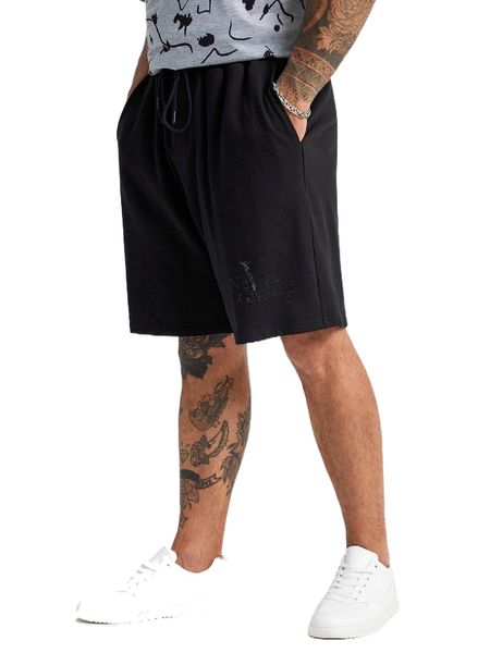 extended sizes men rhinestone slogan pattern drawstring waist shorts c7ys#, White;black
extended sizes men rhinestone slogan pattern drawstring waist shorts c7ys#, White;black