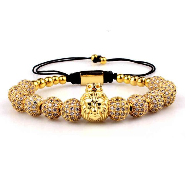 bracelets 8mm diamond ball micro inlaid crown lion head woven bracelet fashionable and simple for men women, Golden;silver
bracelets 8mm diamond ball micro inlaid crown lion head woven bracelet fashionable and simple for men women, Golden;silver