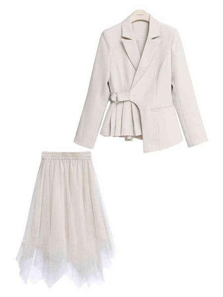 spring and summer new temperament waist pleated suit two piece women casual retro mesh skirt office formal skirt suit women j220813, White;black
spring and summer new temperament waist pleated suit two piece women casual retro mesh skirt office formal skirt suit women j220813, White;black
