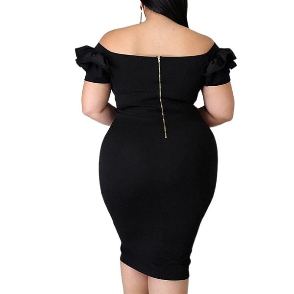 women's plus size sheath dress solid color off shoulder short sleeve spring summer work prom dress knee length dress party date / party, Black
women's plus size sheath dress solid color off shoulder short sleeve spring summer work prom dress knee length dress party date / party, Black