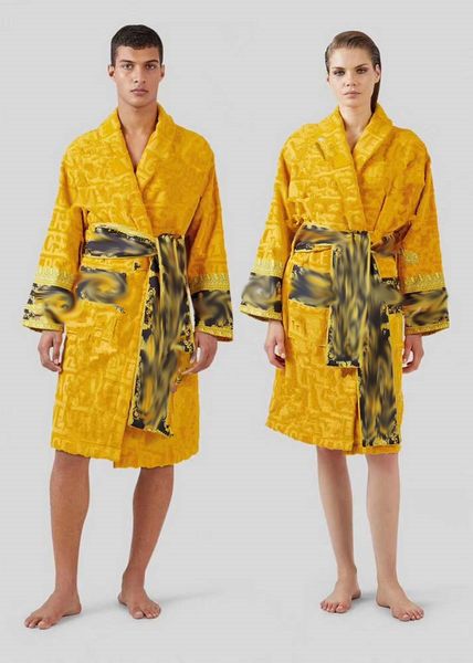 Image of High Quality Cotton Men Women Bathrobe Sleepwear Long Robe Designer Letter Print Couples Sleeprobe Nightgown Winter Warm Unisex Pajamas 5 colors 11