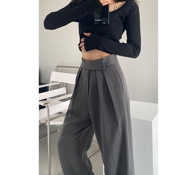 k005 2022 women's pants & capris spring suit female solid wide leg pants women full length pants ladies simple casual straight, Black;white
k005 2022 women's pants & capris spring suit female solid wide leg pants women full length pants ladies simple casual straight, Black;white