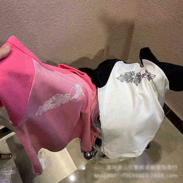 factory online export designer brand short sleeves ch pollen love vine splicing girl top, White
factory online export designer brand short sleeves ch pollen love vine splicing girl top, White