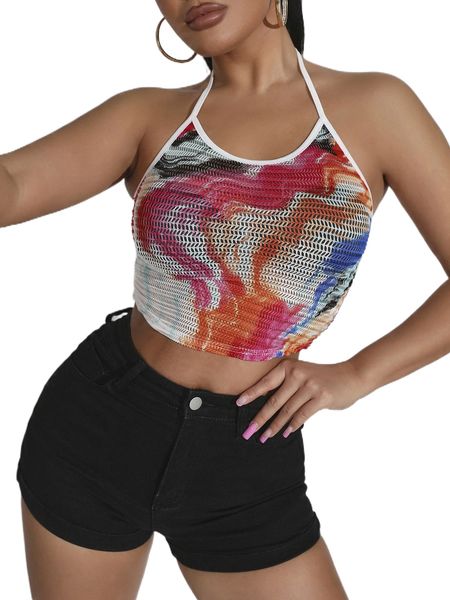 sxy graphic print contrast binding backless crop halter p1ap#, White
sxy graphic print contrast binding backless crop halter p1ap#, White