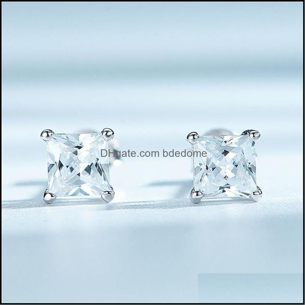 stud earrings jewelry sterling sier for women princess cut crystal zircon classic simple 2022 trend girls fine jewelr dhrzd, Golden;silver 
stud earrings jewelry sterling sier for women princess cut crystal zircon classic simple 2022 trend girls fine jewelr dhrzd, Golden;silver