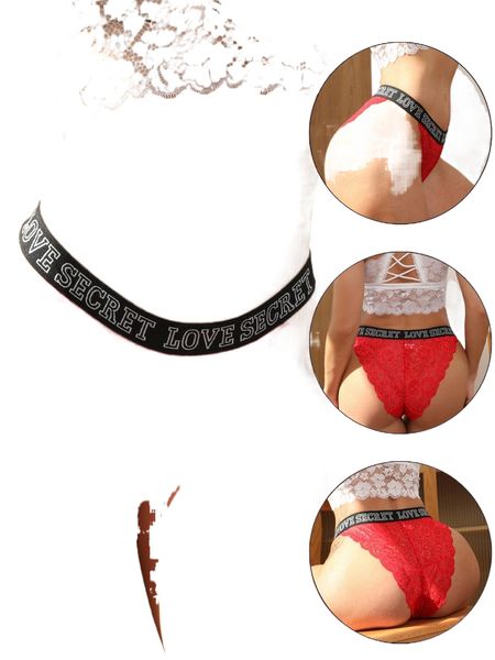letter graphic lace panty 484m#, Black;red 
letter graphic lace panty 484m#, Black;red