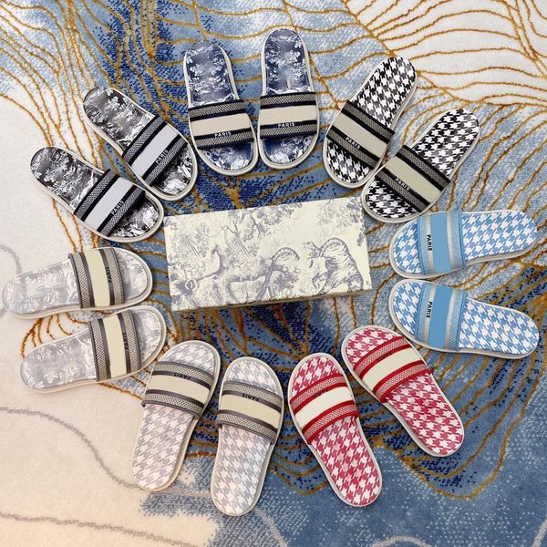with box 2022 paris dies sandals brand shoes women's dways slippers slide sandals rose des vents cotton embroidery micro houndstooth in, Black
with box 2022 paris dies sandals brand shoes women's dways slippers slide sandals rose des vents cotton embroidery micro houndstooth in, Black