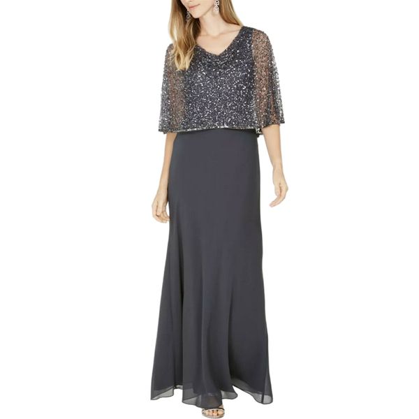 elegant gray chiffon mother of the bride dresses with short cape glitter sequined prom evening gowns groom mother's wedding party dress, Black;red
elegant gray chiffon mother of the bride dresses with short cape glitter sequined prom evening gowns groom mother's wedding party dress, Black;red