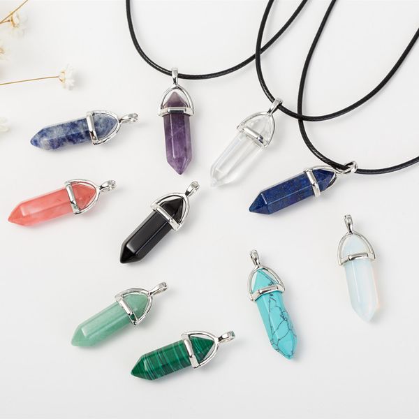 real raw gem pink purple crystal pendant hexagonal bullet reiki point chakra natural stone pendant necklace women jewelry, Silver
real raw gem pink purple crystal pendant hexagonal bullet reiki point chakra natural stone pendant necklace women jewelry, Silver