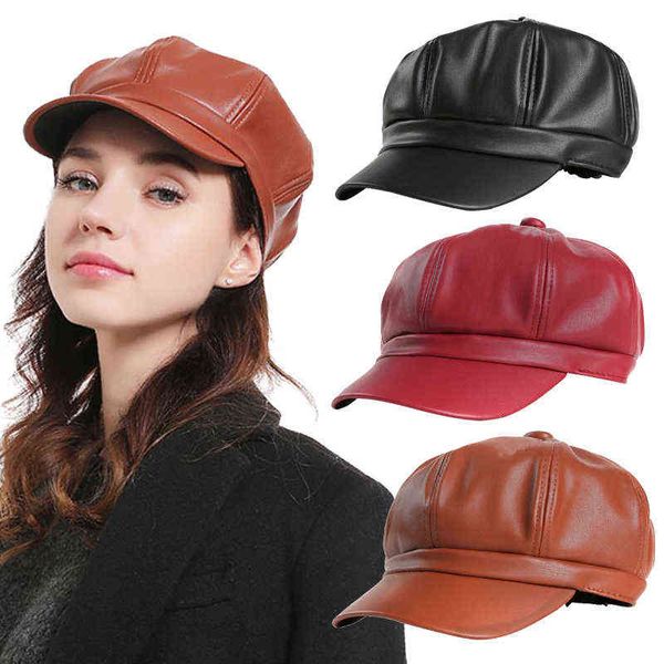 women leather casual newspaper boys cap black pu leather female vintage octagonal cap spring winter beret ladies flat hat j220722, Blue;gray
women leather casual newspaper boys cap black pu leather female vintage octagonal cap spring winter beret ladies flat hat j220722, Blue;gray