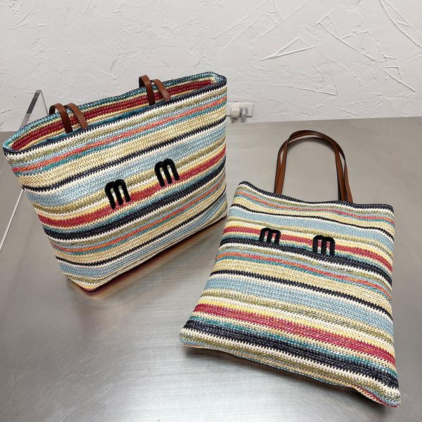 rainbow straw bags women tote beach bag shoulder totes bag weave knitting genuine leather double handles embroidered letters large capacity
rainbow straw bags women tote beach bag shoulder totes bag weave knitting genuine leather double handles embroidered letters large capacity
