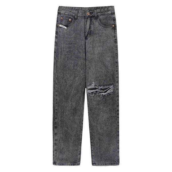jeans women's washed smoky gray retro cut hole patch men and women with the same casual loose radish pants korean version trend t220728, Blue
jeans women's washed smoky gray retro cut hole patch men and women with the same casual loose radish pants korean version trend t220728, Blue