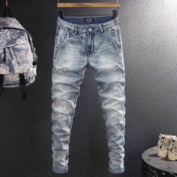 men's jeans fashionable spring and summer high street worn torn jeans men's embroidered youth versatile straight tube trendy pants, Blue
men's jeans fashionable spring and summer high street worn torn jeans men's embroidered youth versatile straight tube trendy pants, Blue