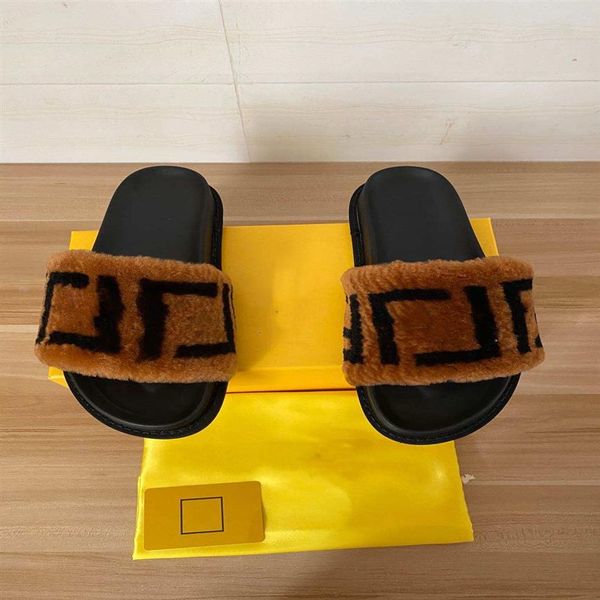 2021 new men's and women's casual slippers women's fashion wool slippers men's sandals box312g, Black
