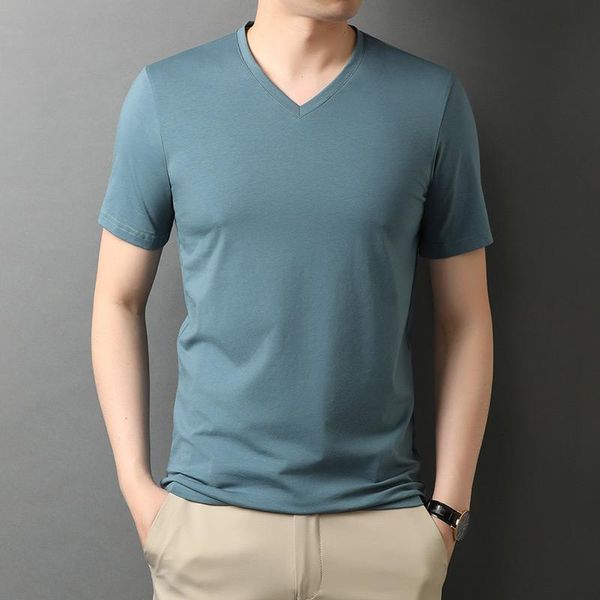 men's t-shirts high end brand short sleeve pure color men's clothing high-quality cotton t-shirt v-neck, White;black
men's t-shirts high end brand short sleeve pure color men's clothing high-quality cotton t-shirt v-neck, White;black