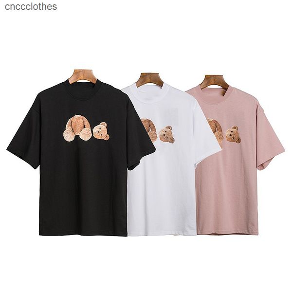 women brokenhead bear pink short sleeve os double yarn cotton letter print pa angel t-shirt, White 
women brokenhead bear pink short sleeve os double yarn cotton letter print pa angel t-shirt, White