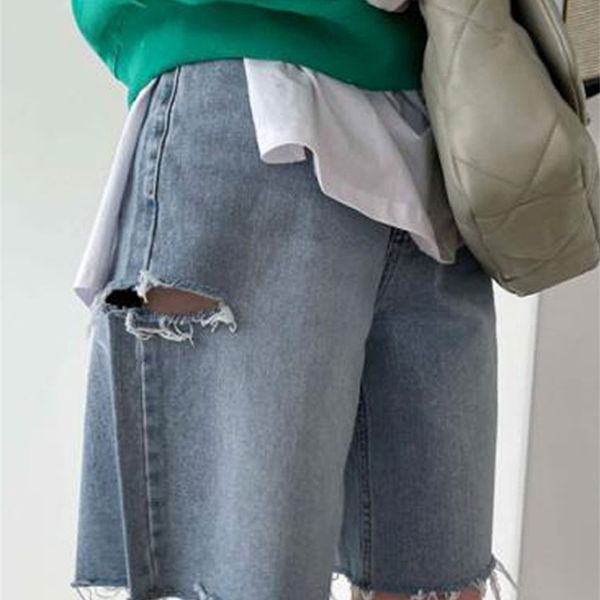 bgteever spring summer loose ripped holes ladies wide leg jeans shorts high waist pockets straight women denim 220629, White;black
bgteever spring summer loose ripped holes ladies wide leg jeans shorts high waist pockets straight women denim 220629, White;black