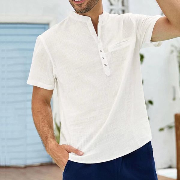 summer solid mens white tshirt shortsleeved shirts cotton linen casual shirt male breathable blouses and shirts 220614, White;black
summer solid mens white tshirt shortsleeved shirts cotton linen casual shirt male breathable blouses and shirts 220614, White;black