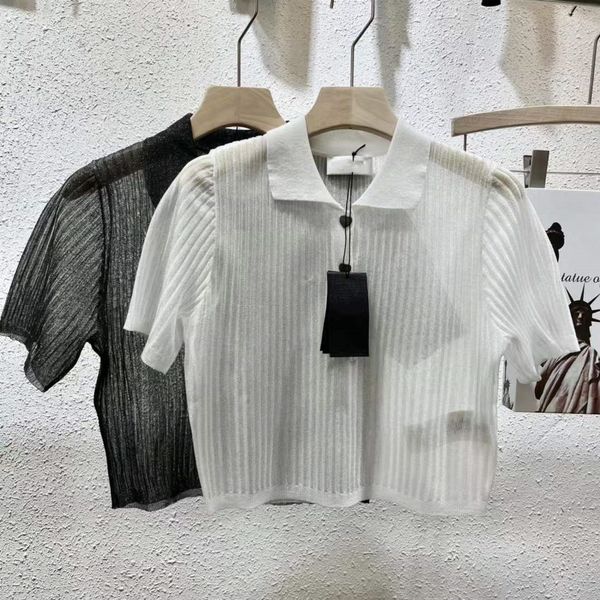 2022 spring summer milan runway sweaters lapel neck short sleeve high end jacquard pullover women's designer t-shirt 413-4, White;black
2022 spring summer milan runway sweaters lapel neck short sleeve high end jacquard pullover women's designer t-shirt 413-4, White;black