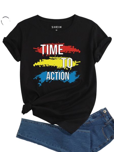 brush & slogan graphic tee z3o7#, White