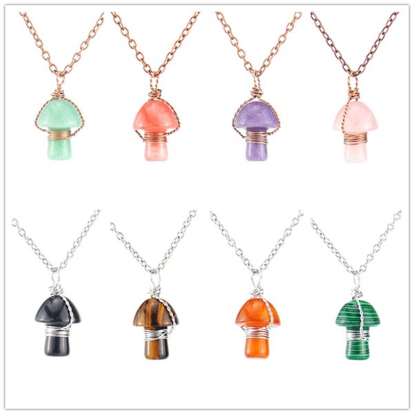 lots wire wrap carving mushroom pendant reiki healing crystal tiger eye rose quartz opal aventurines necklace for women jewelry, Silver
lots wire wrap carving mushroom pendant reiki healing crystal tiger eye rose quartz opal aventurines necklace for women jewelry, Silver