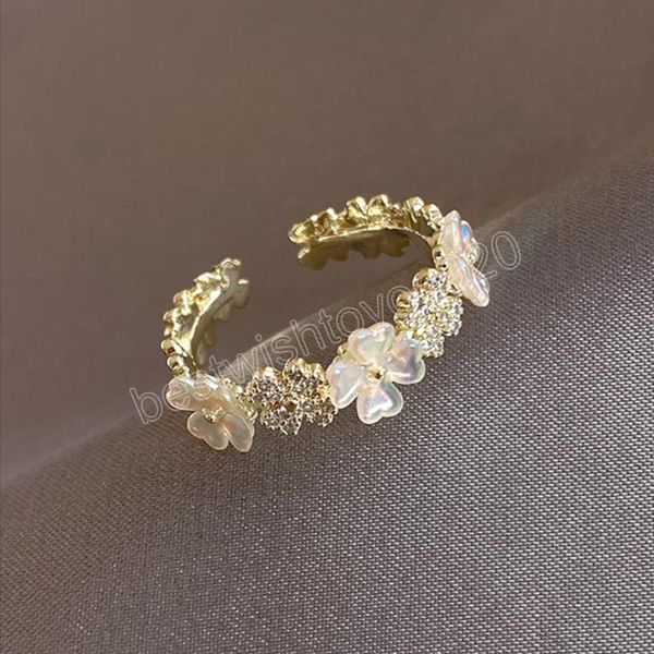 south korea exquisite shell flower ring temperament sweet simple opening ring women's jewelry, Silver
south korea exquisite shell flower ring temperament sweet simple opening ring women's jewelry, Silver