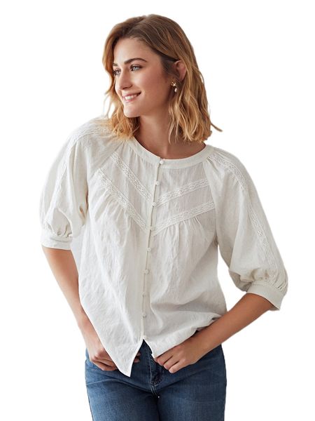 motf premium 100% cotton balloon sleeve blouse w8lr#, White
motf premium 100% cotton balloon sleeve blouse w8lr#, White