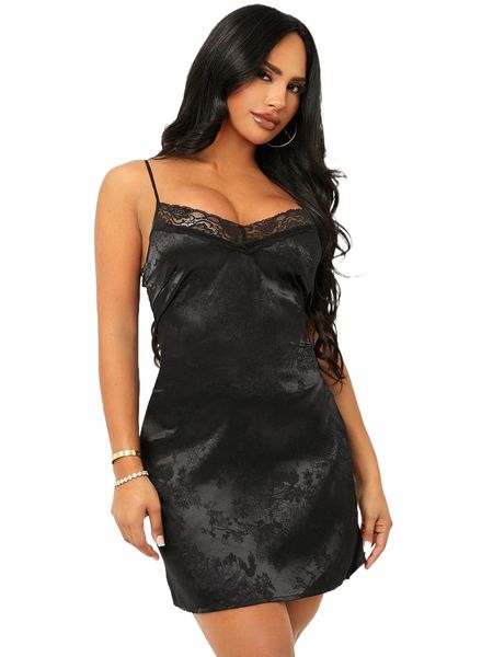 lace trim jacquard cami dress r4he#, Black;gray
lace trim jacquard cami dress r4he#, Black;gray
