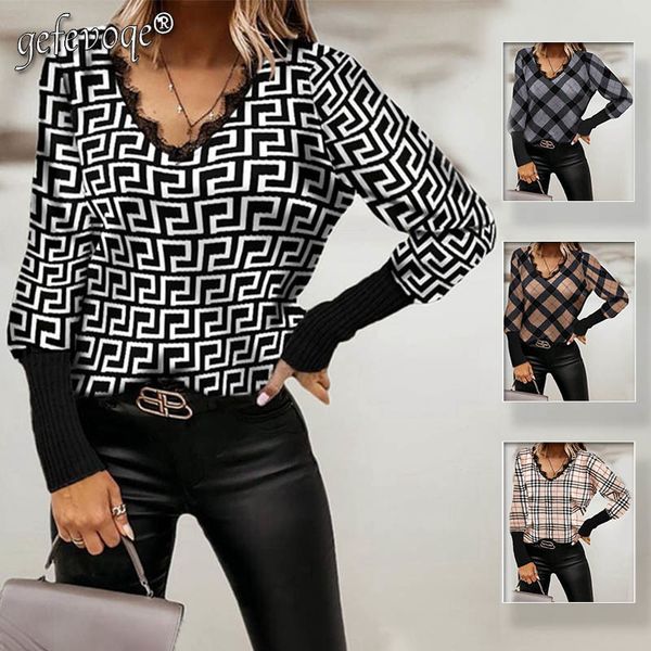 fashion geometric print lace v-neck long sleeve female fashionable temperament ity comfortable casual clothes women 220331, White
fashion geometric print lace v-neck long sleeve female fashionable temperament ity comfortable casual clothes women 220331, White