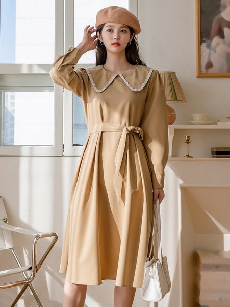 dazy contrast guipure lace statement collar puff sleeve plicated detail belted dress b0j5#, Black;gray
dazy contrast guipure lace statement collar puff sleeve plicated detail belted dress b0j5#, Black;gray