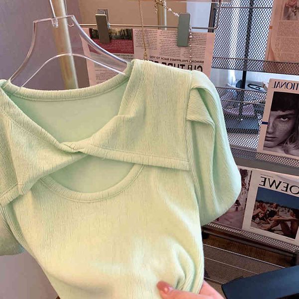 women's t-shirt green bubble sleeve irregular short t-shirt women's 2022 summer ins fashion design sense niche hollowed out umoj, White
women's t-shirt green bubble sleeve irregular short t-shirt women's 2022 summer ins fashion design sense niche hollowed out umoj, White