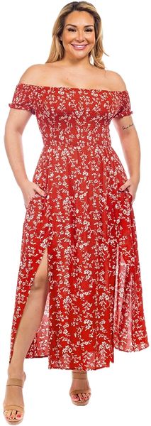 women plus size sleeveless off shoulder smocked tube floral print slit casual summer maxi dress i3dm#, Black;gray
women plus size sleeveless off shoulder smocked tube floral print slit casual summer maxi dress i3dm#, Black;gray