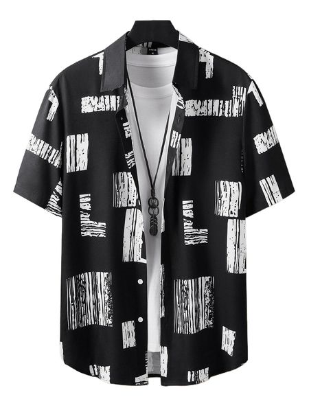 men random graphic print shirt without tee k41i#, White;black
men random graphic print shirt without tee k41i#, White;black