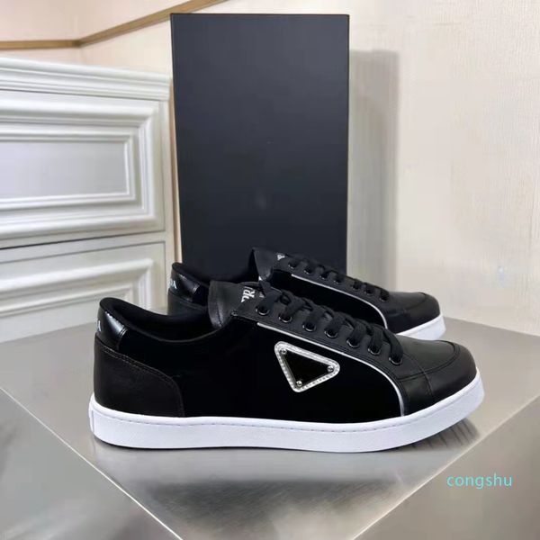 luxury brushed leather sneakers shoes men skateboard walking rubber sole footwear enameled metal triangle comfort trainers eu38-46, Black
luxury brushed leather sneakers shoes men skateboard walking rubber sole footwear enameled metal triangle comfort trainers eu38-46, Black