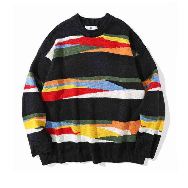 oversize sweater mens retro striped knitted sweater 2021 autumn vintage streetwear women pullover couple cotton knitwear t220730, White;black
oversize sweater mens retro striped knitted sweater 2021 autumn vintage streetwear women pullover couple cotton knitwear t220730, White;black