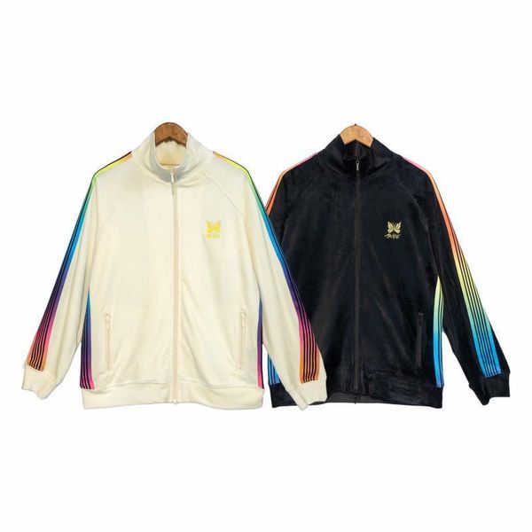 jacket for men and women classic velvet butterfly embroidery rainbow stripe stand collar sports jackets for men and women, Black;brown
jacket for men and women classic velvet butterfly embroidery rainbow stripe stand collar sports jackets for men and women, Black;brown
