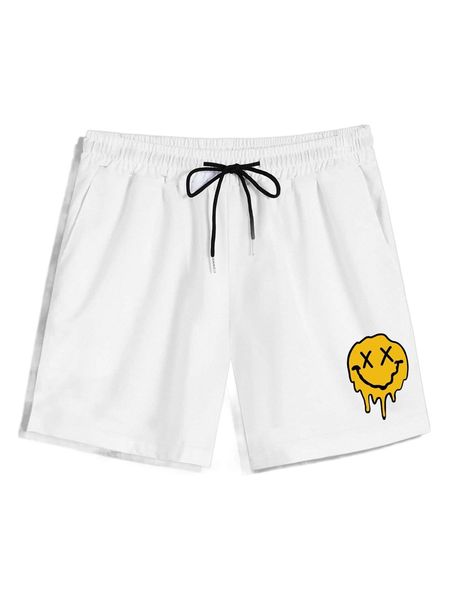romwe guys cartoon graphic drawstring shorts 26eh#, White;black