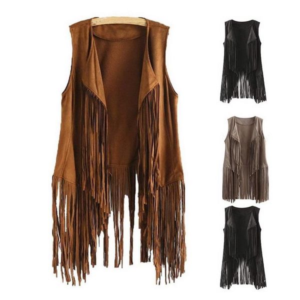 women's vests women vest sleeveless leather jacket motorcycle spring imitation ethnic suede tassels fringe cardigan, Black;white
women's vests women vest sleeveless leather jacket motorcycle spring imitation ethnic suede tassels fringe cardigan, Black;white