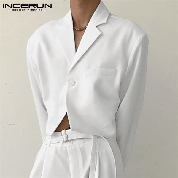 men blazer lapel one button long sleeve fashion casual suits men streetwear elegant solid color crop coats s-5xl incerun 220409, White;black
men blazer lapel one button long sleeve fashion casual suits men streetwear elegant solid color crop coats s-5xl incerun 220409, White;black