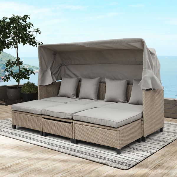 4 piece uv resistant resin wicker patio sofa set with retractable canopy cushion and lift table brown
4 piece uv resistant resin wicker patio sofa set with retractable canopy cushion and lift table brown