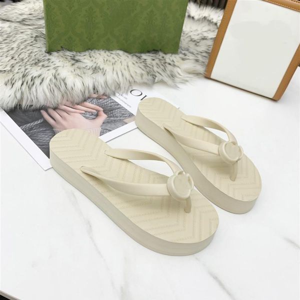 designer 2022 new ladies beach slides fashion v-shaped flip flop sandals size 35-42252r, Black