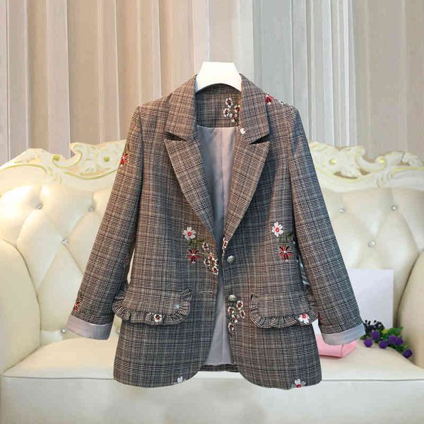 women's suits & blazers embroidered plaid jacket, large retro jacket for spring and fall u5lm, White;black