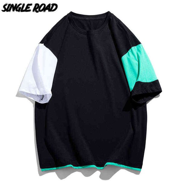 single road men oversized t-shirt 2022 summer half sleeve tees patchwork tshirt male hip hop streetwear harajuku t shirt for men y220426, White;black
single road men oversized t-shirt 2022 summer half sleeve tees patchwork tshirt male hip hop streetwear harajuku t shirt for men y220426, White;black