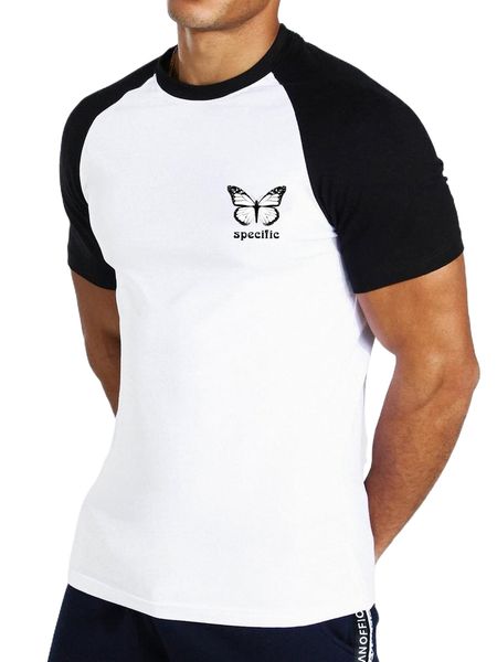 men color block butterfly & letter graphic raglan sleeve tee 78kv#, White;black
men color block butterfly & letter graphic raglan sleeve tee 78kv#, White;black