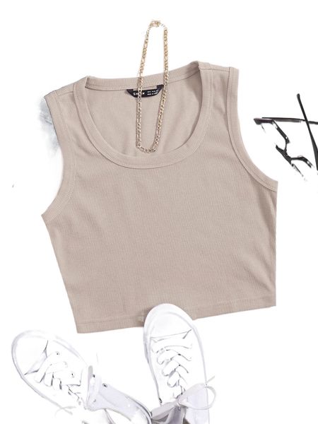 plus scoop neck tank v36i#, Black
