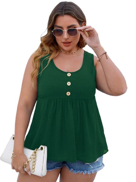 plus button detail peplum tank t22w#, Black
plus button detail peplum tank t22w#, Black